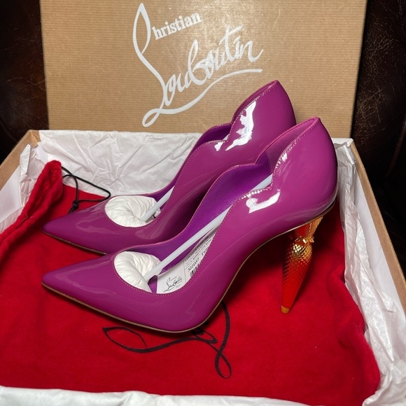 Christian Louboutin lip chick pump 100 patent Kismet Gold EU37.5 - Picture 5 of 15